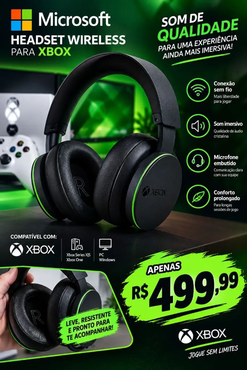 ? **HEADSET MICROSOFT XBOX SEM FIO** ?