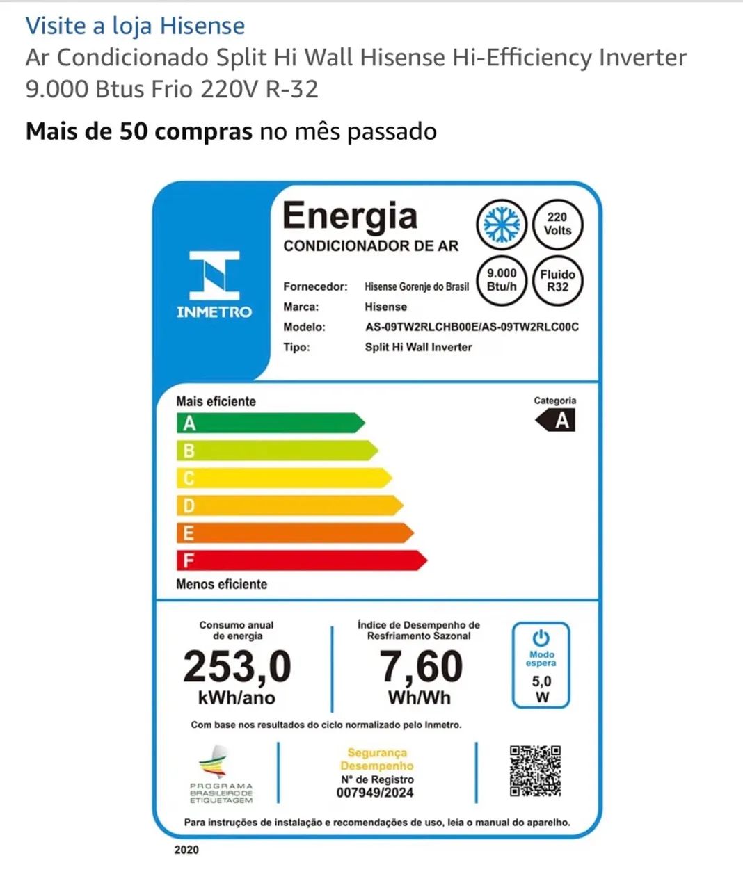 AR-CONDICIONADO 9.000 BTUS HISENSE  - Foto 2