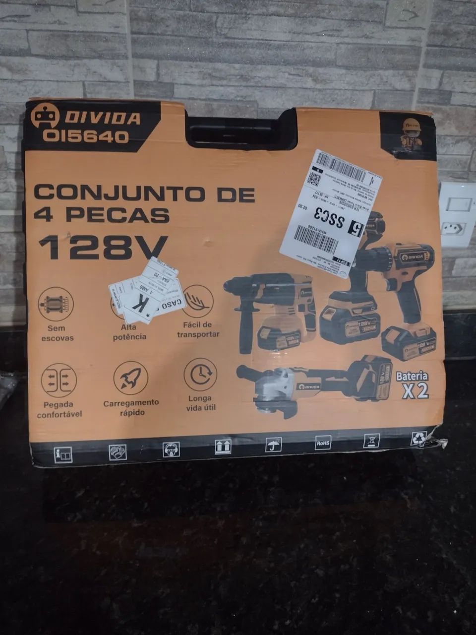 Kit 4 Ferramentas Profissional + 2 Baterias 128V + Maleta