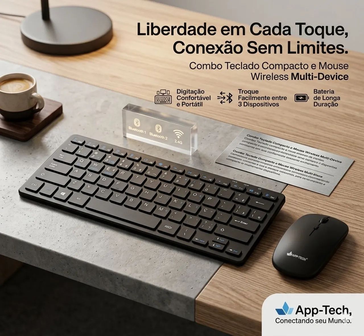 Kit Teclado e Mouse Sem Fio APP-TECH WRB400