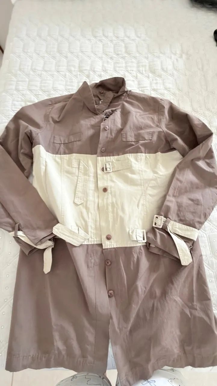 Trench Coat Feminino Bicolor - Bege e Marrom