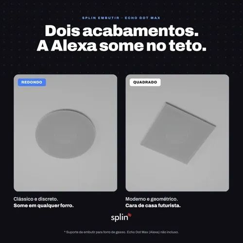 Suporte Teto Embutir Amazon Echo Dot Max Pro Light Quadrado Branco - Foto 5