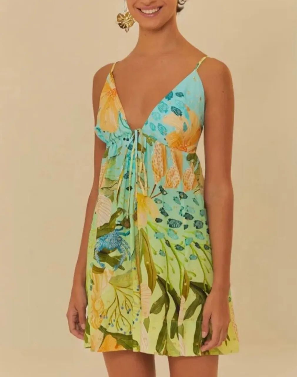 vestido farm estampado tropical m