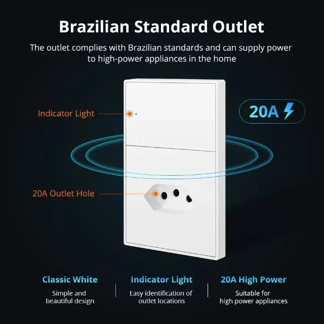 Tomada de parede 20A - Zigbee - Com neutro - Foto 2