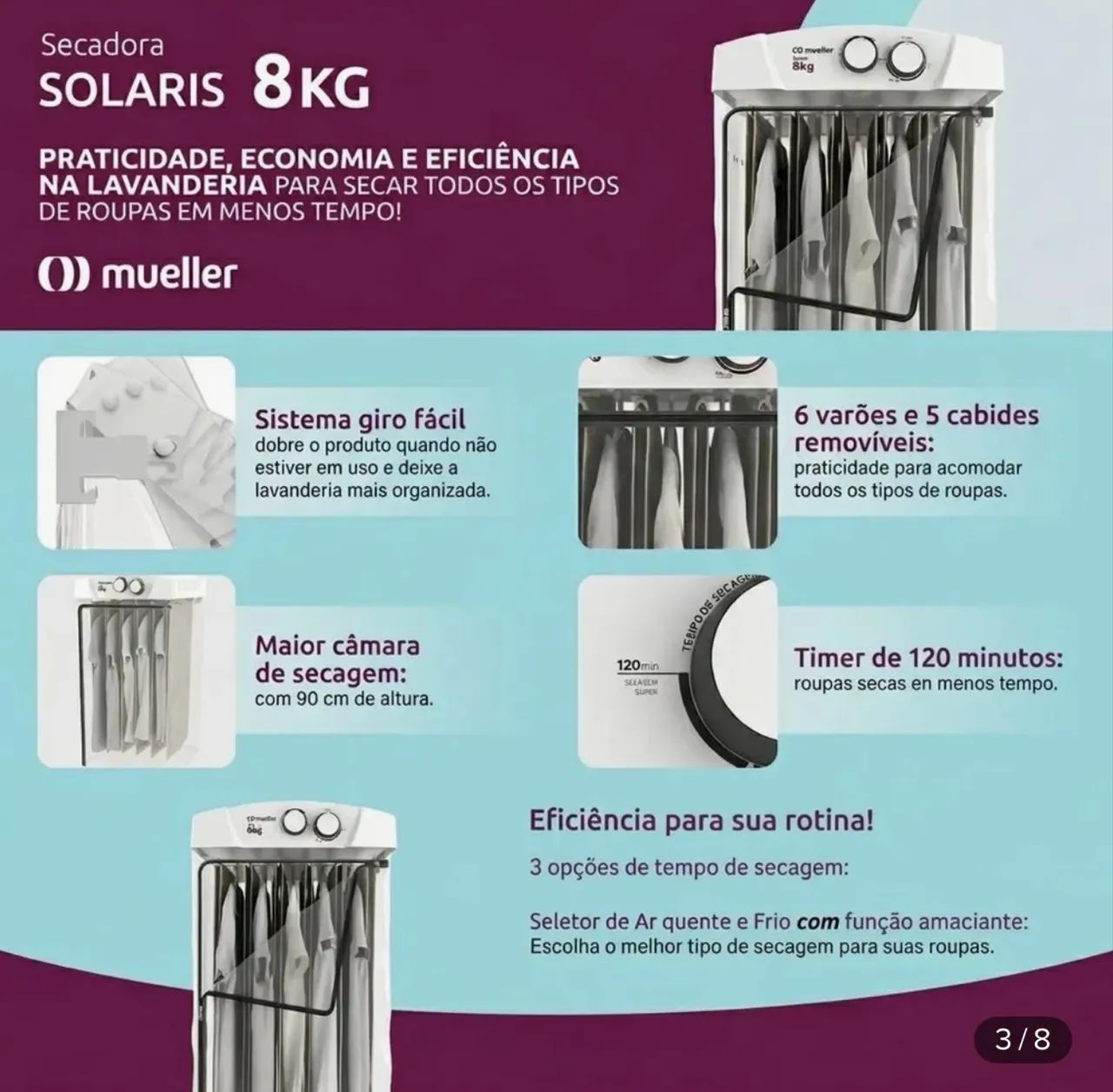 Secadora de roupas 8kg - Foto 2