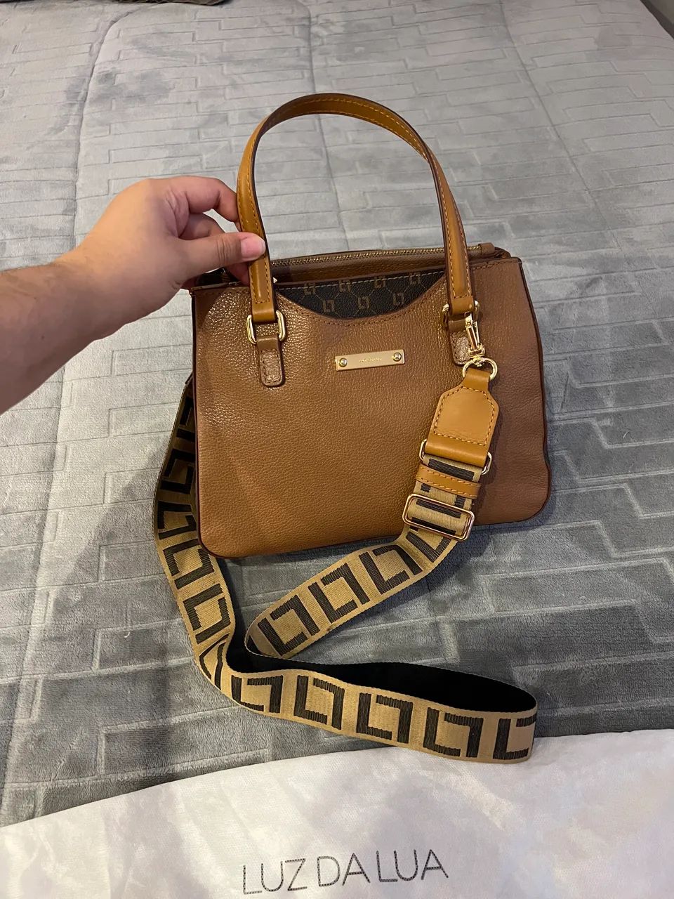 Bolsa Luz da Lua Original - Couro Legítimo Caramelo Com Dust Bag - Bolsa Tote