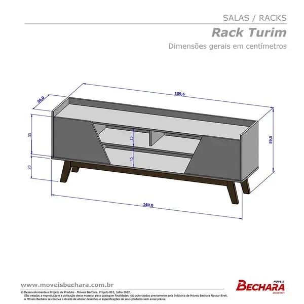 Rack Sala Turim para TV até 65 Polegadas com Pés Madeira - Foto 3