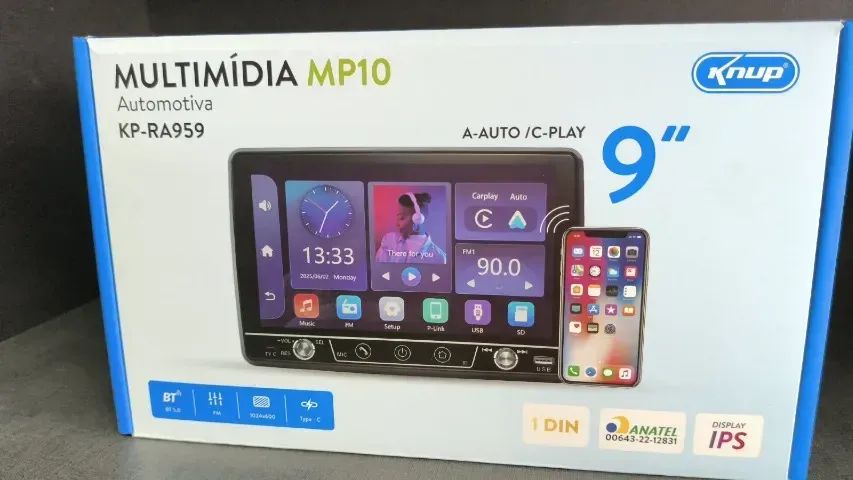 Multimídia 9 1 Din Android auto sem fio .entrega