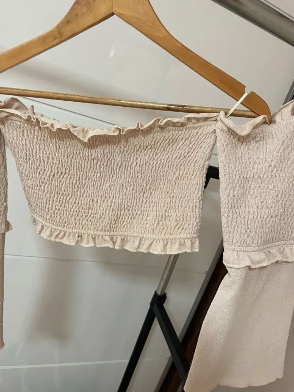 blusa ombro a ombro bluesteel pp bege elegante - Foto 3