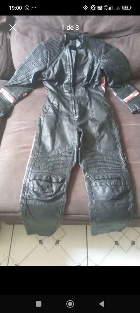 MACACÃO DE MOTOQUEIRO/COURO LEGÍTIMO  - Foto 2