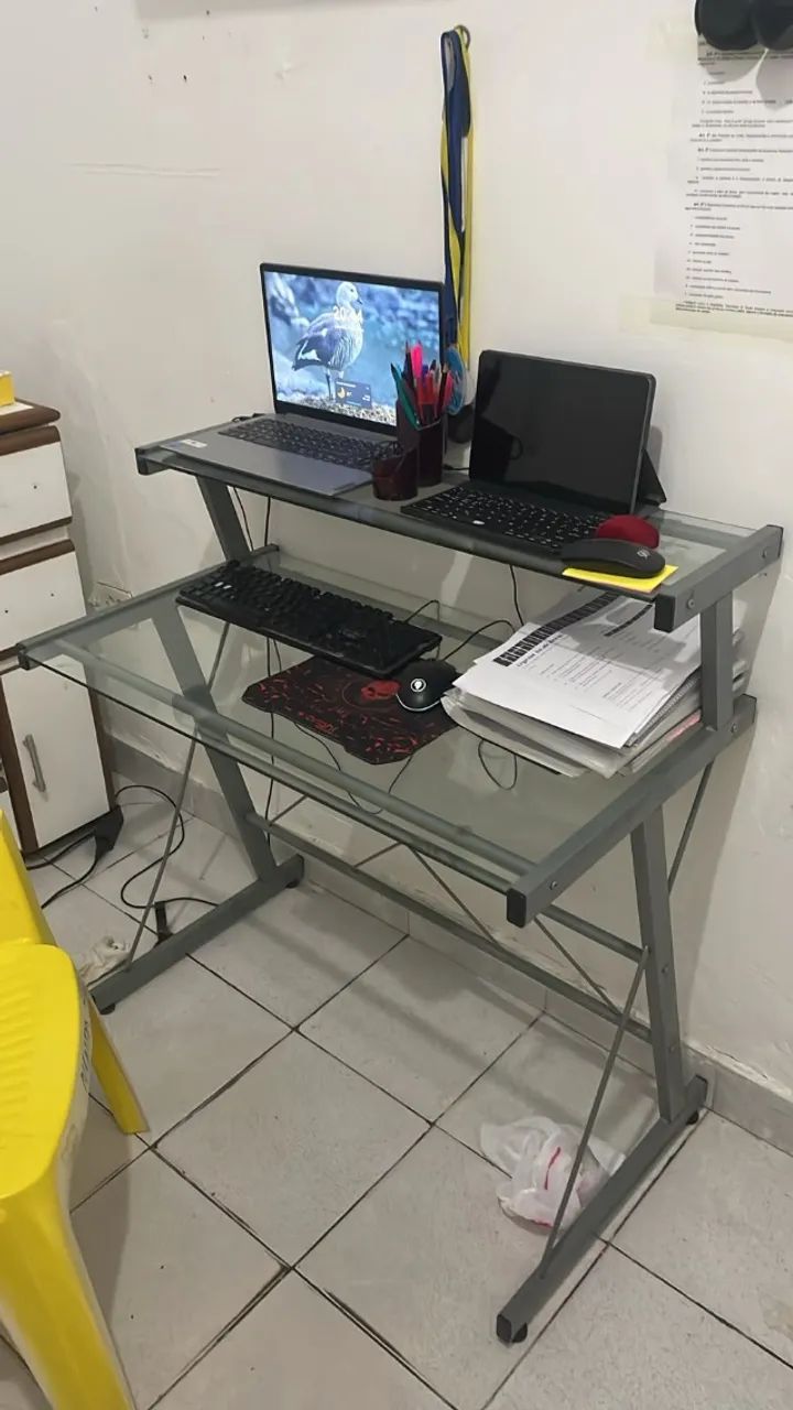 MESA DE COMPUTADOR COM DUPLO VIDRO - Foto 4