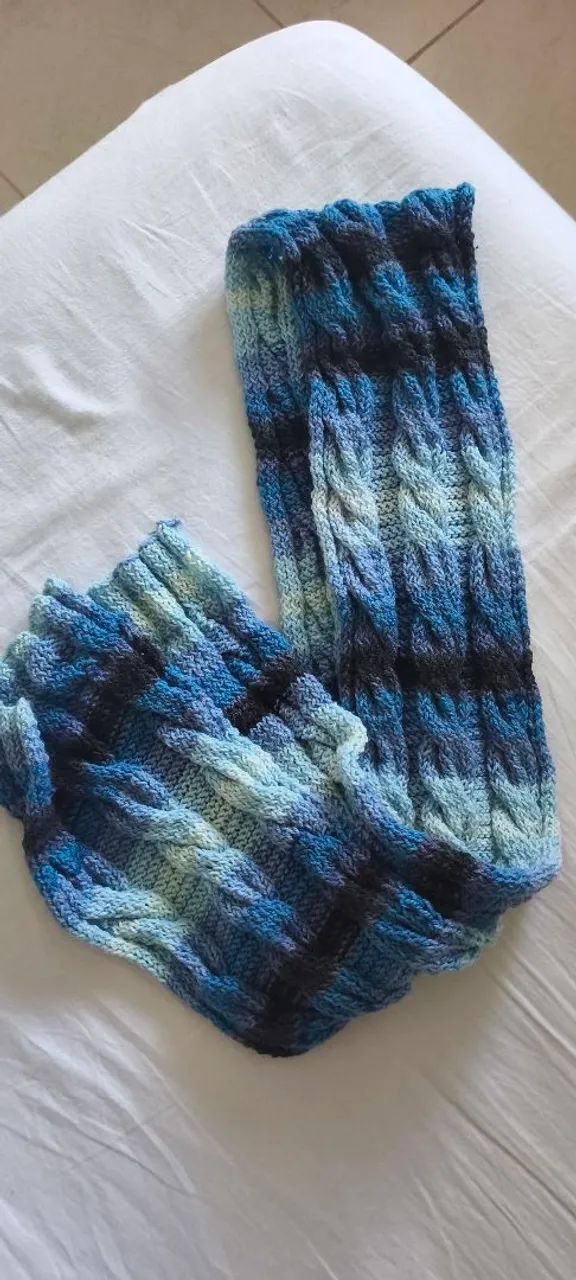 Cachecol Artesanal Azul Variante - Foto 3