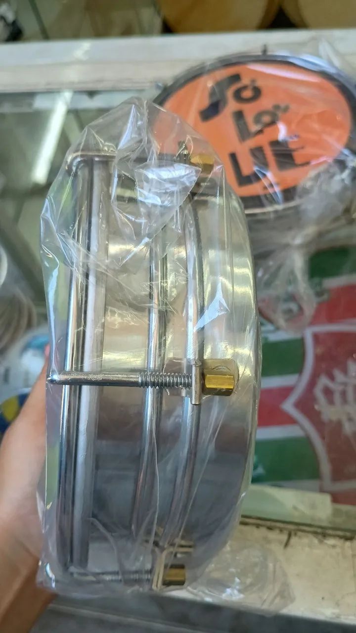 Tamborim 6" polegadas profissional Aço Inox na promoção  - Foto 3