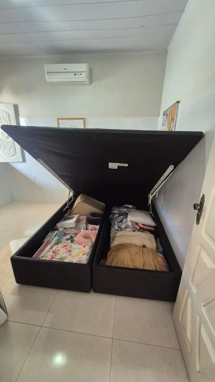 Cama Box Casal Baú Queen Size Em Excelente Estado