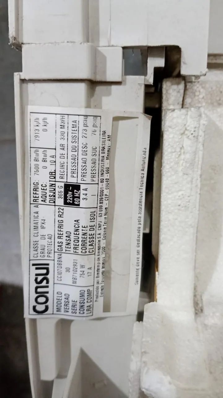 CARCAÇA PLASTICA INTERNA AR CONDICIONADO JANELA CONSUL CCI07DBBNA