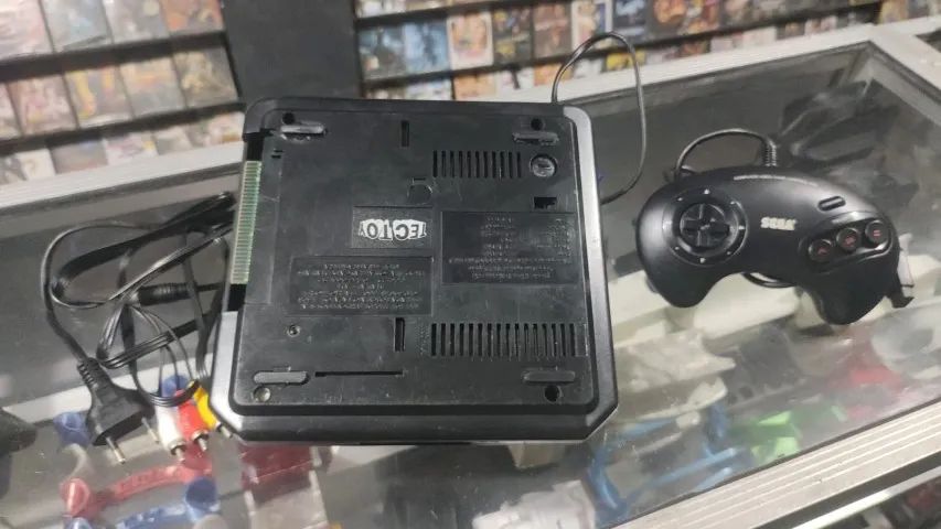 MEGA DRIVE 3 TEC TOY COM ENTRADA PRA SEGA CD 1 CONTROLE ORIGINAL 2 JOGOS E CABOS - Foto 4