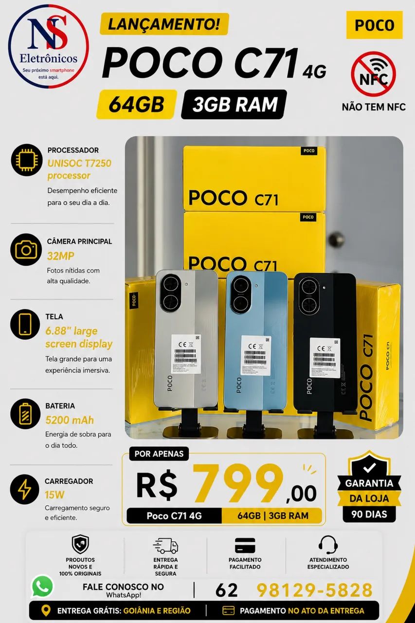 CELULAR XIAOMI POCO C71 4G 3+64 LACRADO