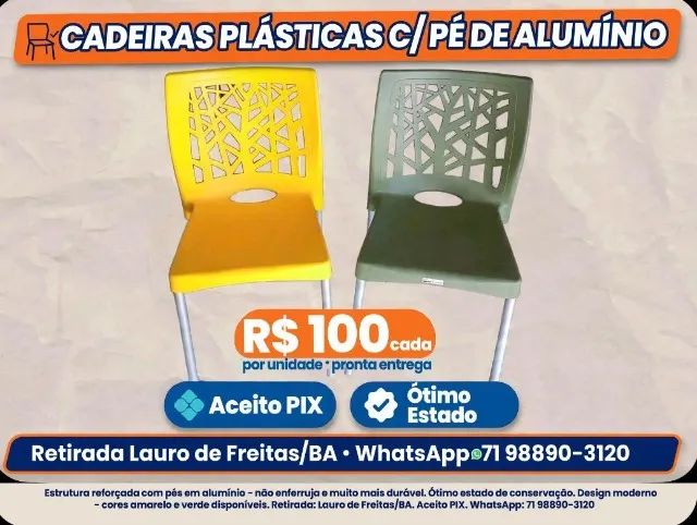 CADEIRAS PLASTICAS REFORÇADAS , PES DE ALUMINIO