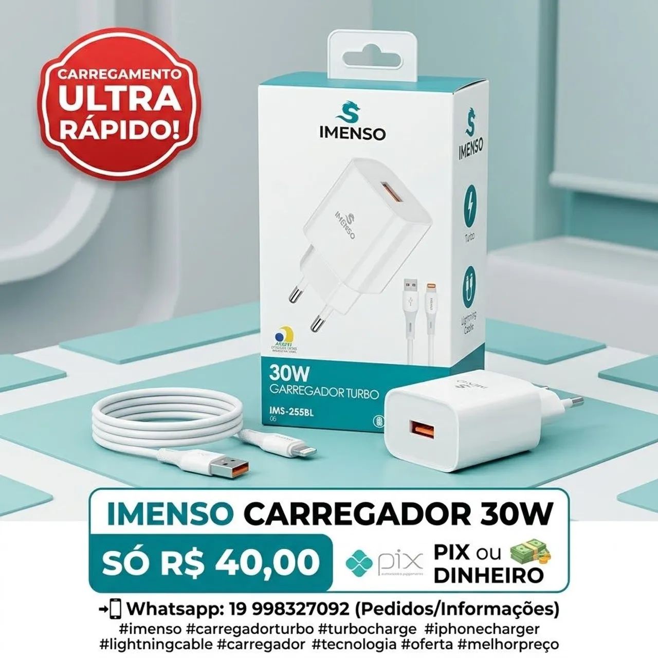 Carregador turbo imenso 30w ims-255bl