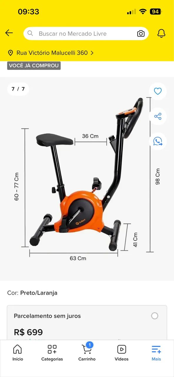 Bicicleta ergométrica 