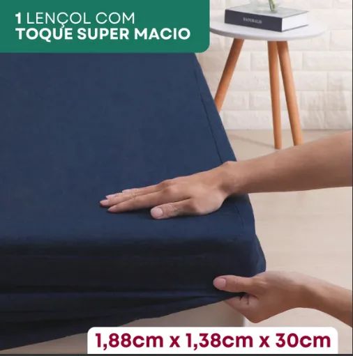 Jogo De Cama Casal Padrão 3 Peças Fronha Ponto Palito C/ Elástico 400 Fios Toque Acetinado - Foto 3