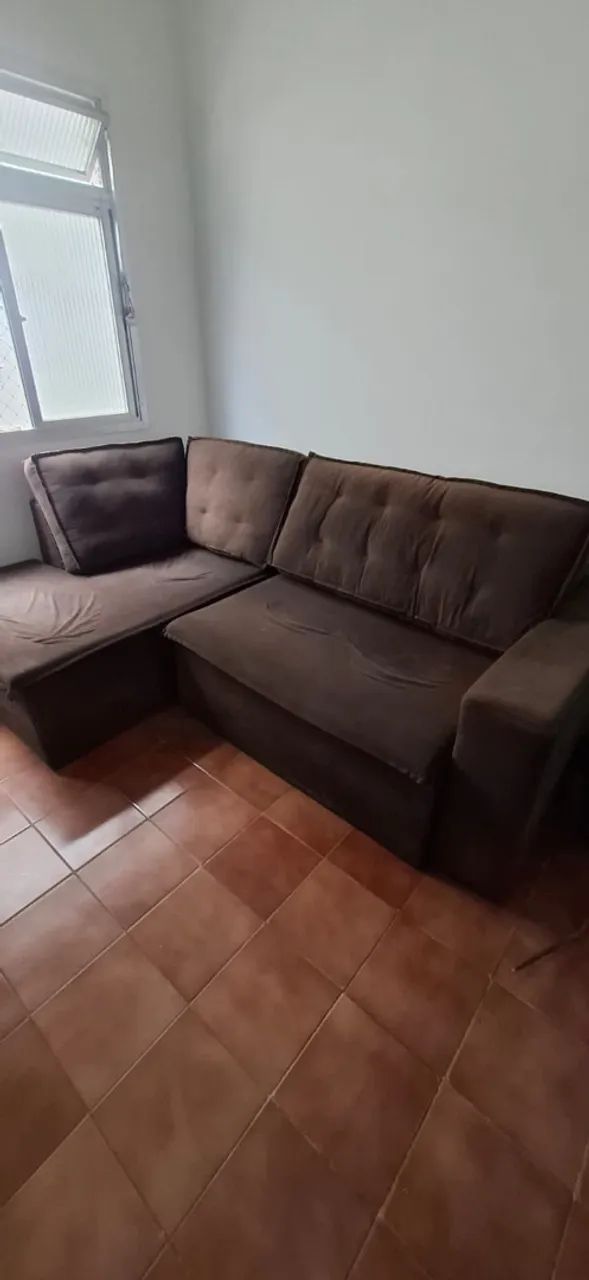 Sofá de canto marrom 