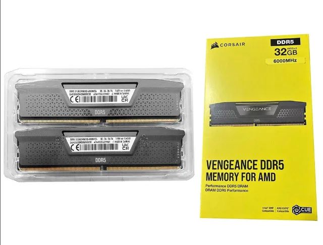 Memória RAM Corsair Vengeance, 32GB (2X16GB), 6000MHz, DDR5, CL36, Cinza