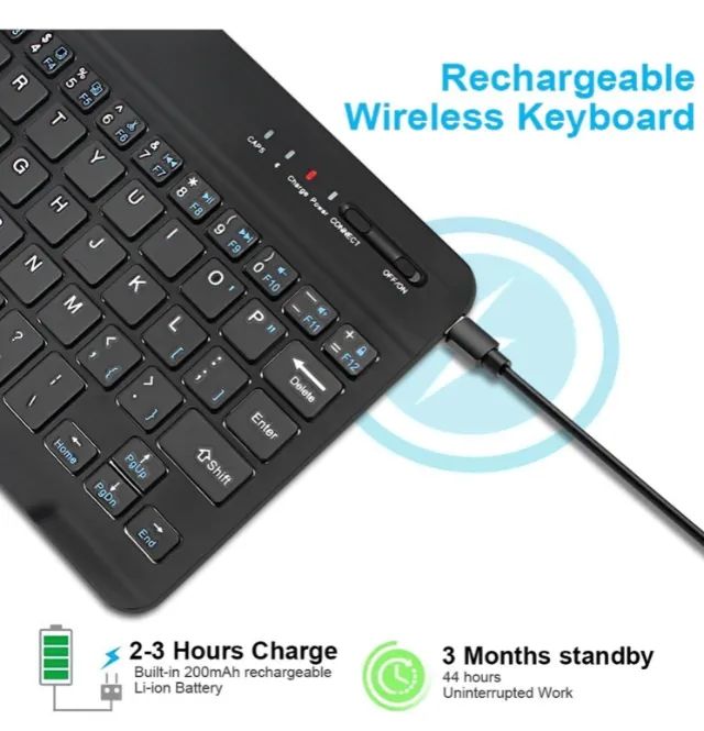 Mini Teclado Slim Bluetooth Celular Pc Tablet e Apple Novo - Foto 4