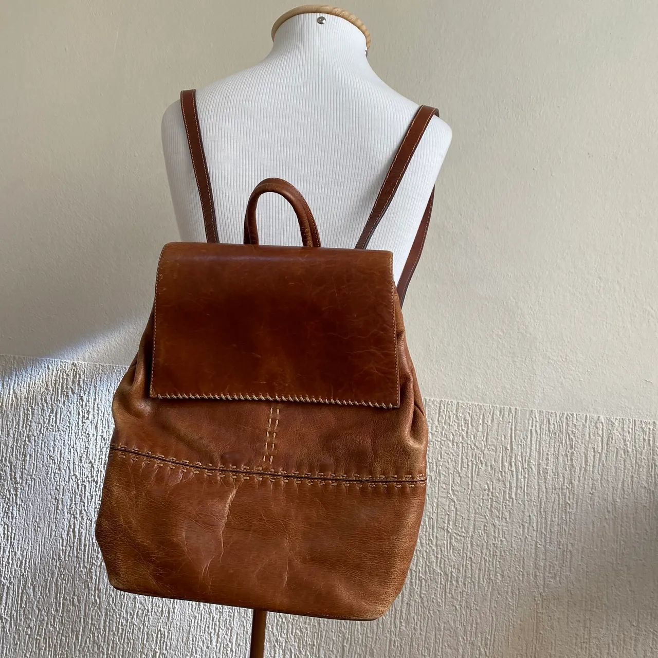 Mochila de couro legítimo vintage  - Foto 2