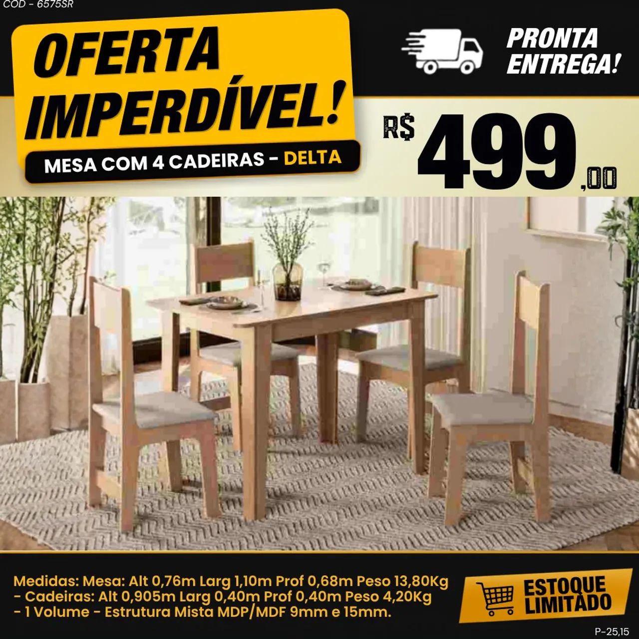 Mesa com 4 cadeiras - ENTREGA IMEDIATA  - Foto 3
