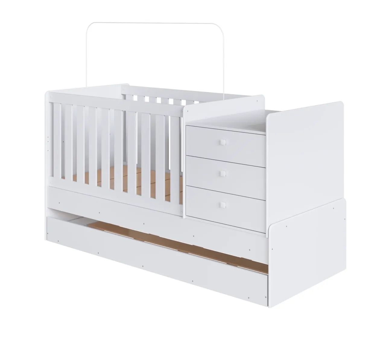 Berço Cama Multifuncional com Cama Auxiliar + 3 Gavetas - Novo