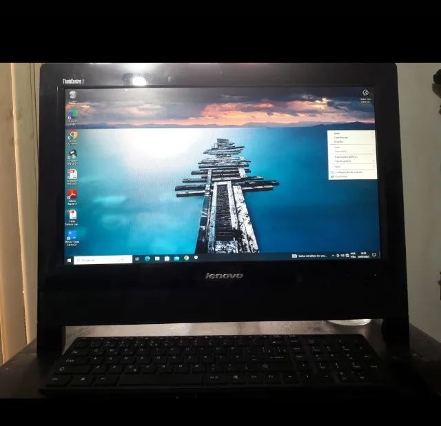 Computador All in One Lenovo. Modelo: ThinkCentre Edge 71z; Teclado e mouse sem fio.