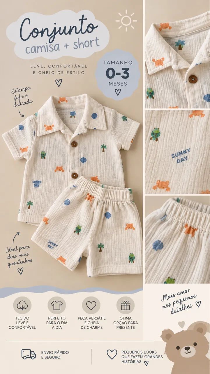 Conjunto bebê camisa+short 