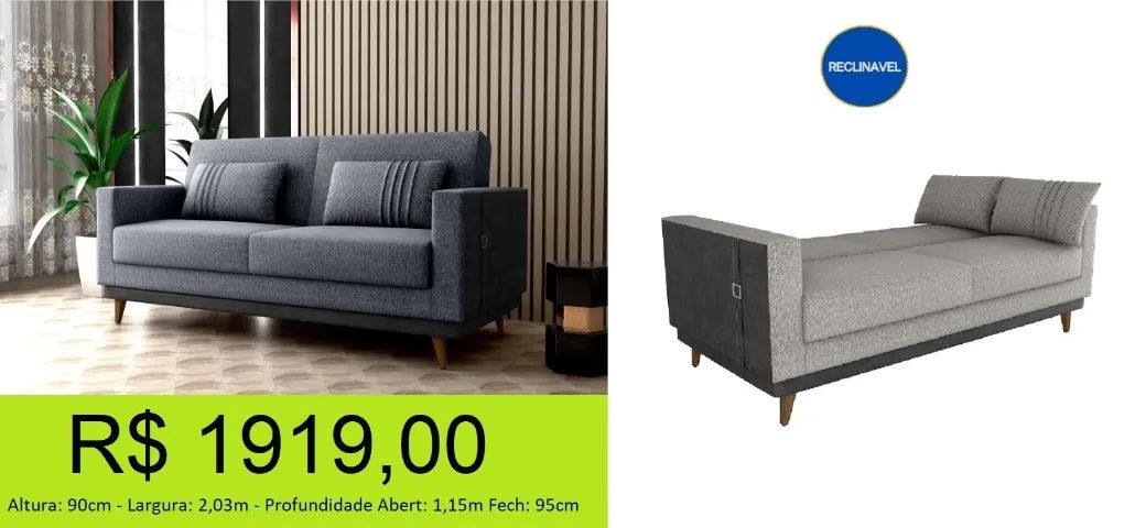 Sofá cama retratil e reclinavel - compre hoje e receba amanhã 