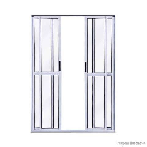 Porta balcão de correr 4 folhas alumínio brilhante.