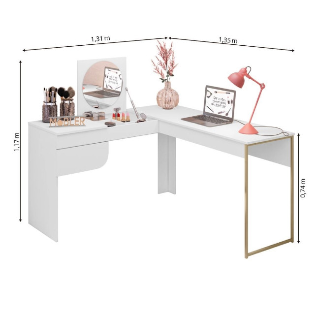 Escrivaninha Canto Penteadeira Luna P09 - Foto 3