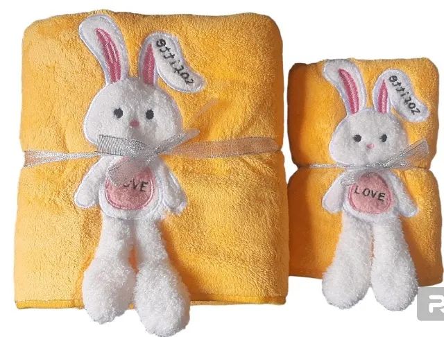 Kit Toalha Infantil Microfibra Rosto E Banho Coelho - Foto 2