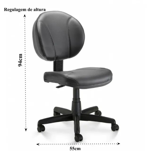 Cadeira Executiva PLUS Costurada Sem Braços Corino Preto Conforto Ergonômico 32979 - Foto 3