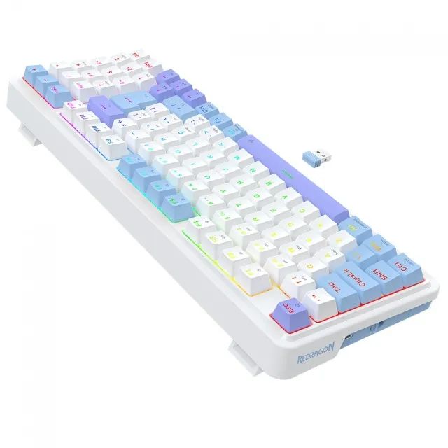 Teclado Mecânico 98% Redragon Gloria Pro White/Blue RGB Bluetooth/Wireless - WZetta - Foto 6