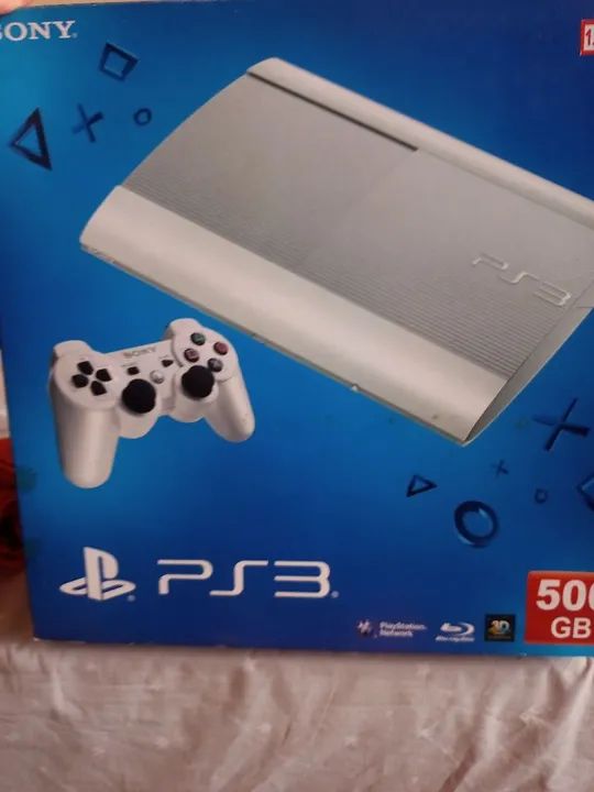 White PS3 Super Slim 500 store GB Console