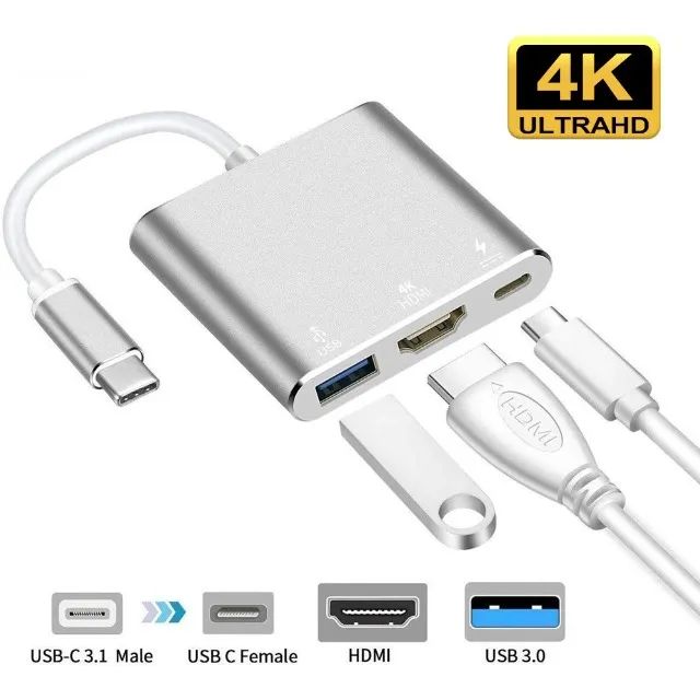 Cabo Adap Usb 3.1 Tipo C Thunderbolt 3.0 X Hdmi Usb 3 Tipo C - Foto 2
