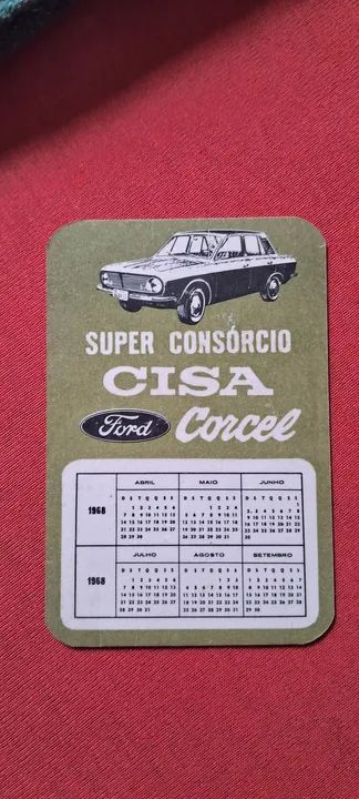 Raro Calendário CISA Ford Corcel 1968 - Raridade