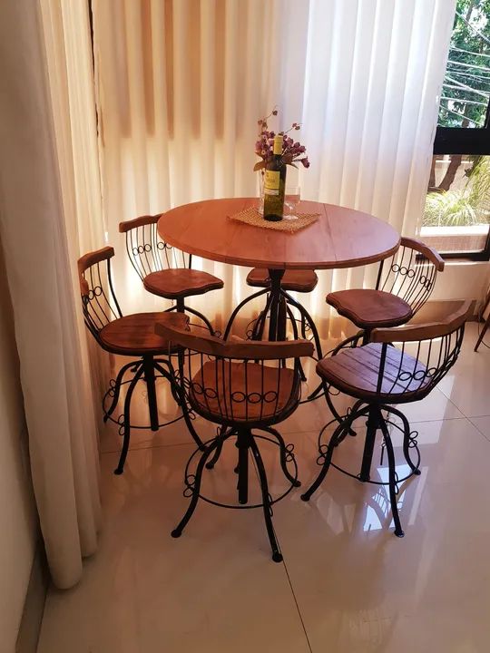 Jogo Bistrô Mesa Tampo 90cm Com 6 Banquetas  - Foto 4