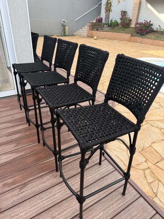Banquetas em alumínio revestimento em corda nautica 420 cada - Foto 2
