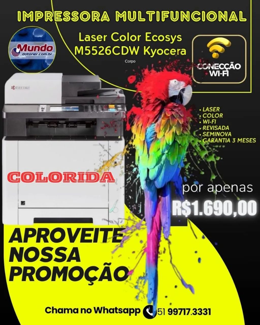 Impressora Multifuncional Laser Color Kyocera M5526CDW