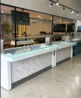 Buffet refrigerado 8 cubas + buffet aquecido 10 cubas 1/2 (alef)
