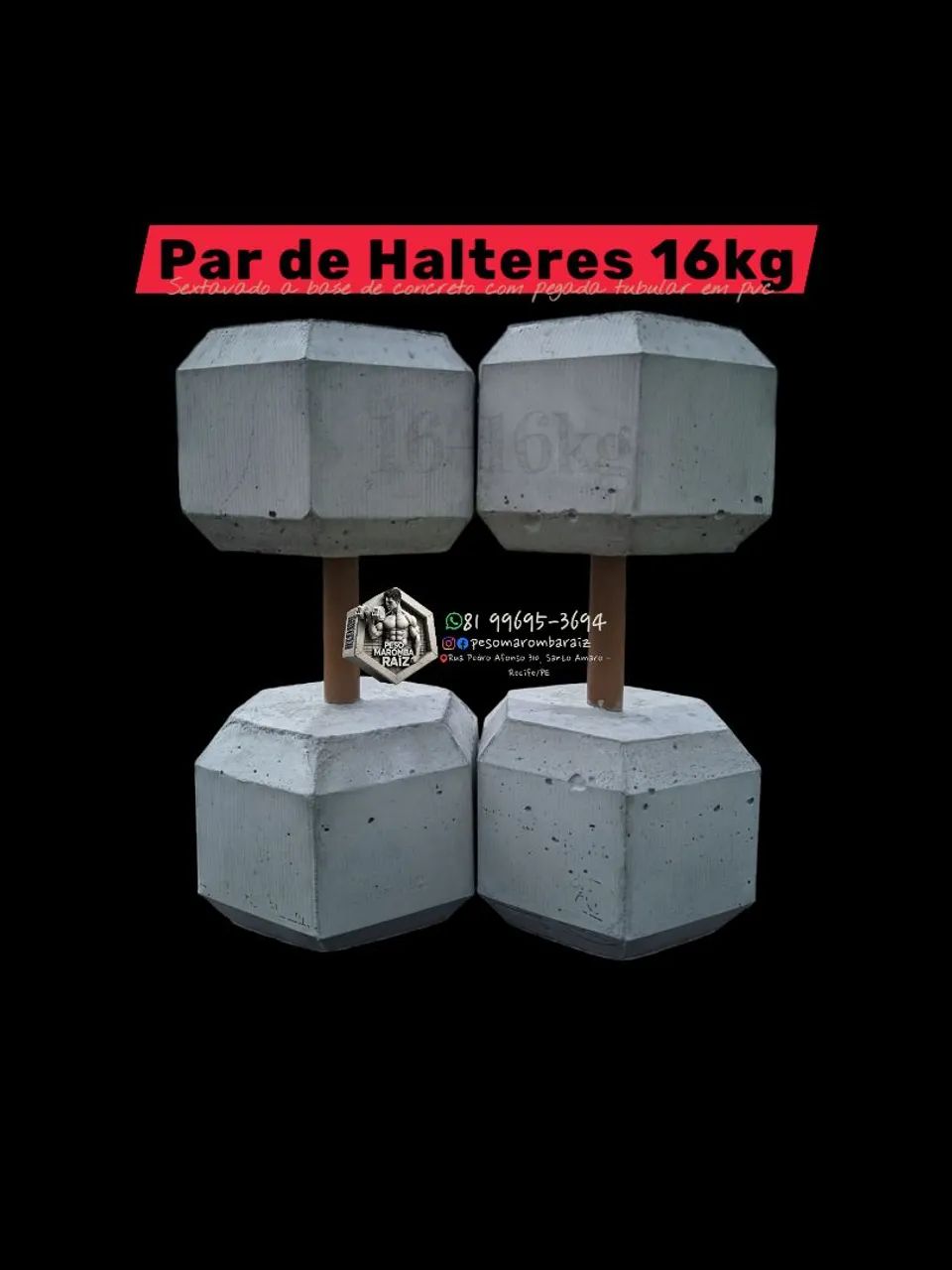Par de Halteres de Concreto 16kg