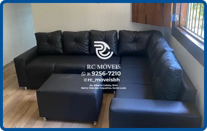 SOFA DE CANTO NOVO COURO SINTETICO COM GARANTIA FABRICAÇAO PROPRIA