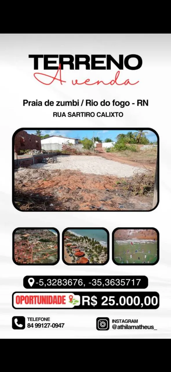Vende-se terreno praia de zumbi/Rio do fogo-RN