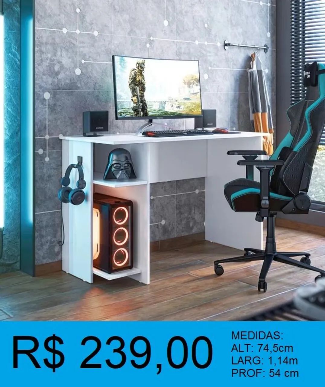 Escrivaninha mesa gamer / diversas cores - Foto 2